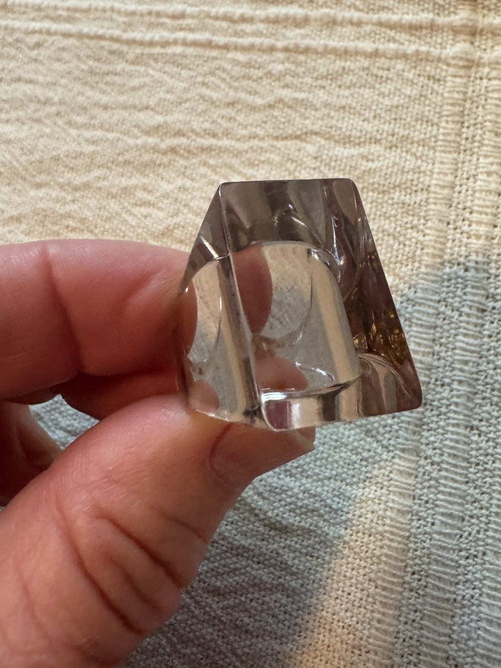 Vintage Champagne Lucite Geometric Transparent Cocktail Ring - Mod 1960s 70s